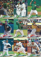 Oakland Athletics 2018 Topps Complete Series One and Two Regular Issue 20 card team set with Khris Davis, Jed Lowrie and Brandon Moss plus