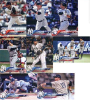 New York Yankees 2018 Topps Complete Mint Hand Collated 32 Card Team Set with 4 Different Aaron Judge 2nd Year Cards including his Future Stars All Star Rookie Cup Card