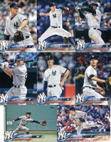 New York Yankees 2018 Topps Complete Mint Hand Collated 32 Card Team Set with 4 Different Aaron Judge 2nd Year Cards including his Future Stars All Star Rookie Cup Card