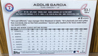 Texas Rangers 2022 Topps Complete Mint Hand Collated 22 Card Team Set Featuring Adolis Garcia All Star Rookie Cup and 3 Rookie Cards Plus
