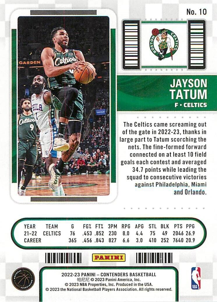  2018-19 NBA Contenders Season Ticket #52 Jayson Tatum