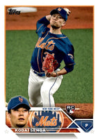 New York Mets 2023 Topps Complete Mint Hand Collated 25 Card Team Set Featuring Rookie Cards of Brett Baty, Kodai Senga, Mark Vientos and Francisco Alvarez