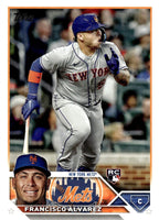 New York Mets 2023 Topps Complete Mint Hand Collated 25 Card Team Set Featuring Rookie Cards of Brett Baty, Kodai Senga, Mark Vientos and Francisco Alvarez