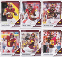 Washington Commanders 2024 Donruss Factory Sealed Team Set Featuring Rated Rookie Cards of Jayden Daniels #389, Luke McCaffrey and Ben Sinnott Plus Terry McLaurin and Others