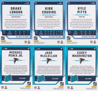 Atlanta Falcons 2024 Donruss Factory Sealed Team Set with Kirk Cousins, Kyle Pitts Plus Rated Rookie Cards of Michael Penix Jr, Jase McClellan and Casey Washington