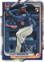 New York Mets 2024 Bowman 11 Card Team Set Made by Topps with Pete Alonso and Francisco Lindor plus a Ronny Mauricio Rookie Card and Prospect Cards of Luisangel Acuna and Others