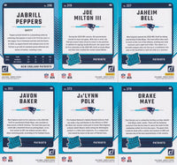 New England Patriots 2024 Donruss Factory Sealed Team Set Featuring 5 Rated Rookie Cards including Drake Maye Rookie Card #379 with Christian Gonzalez, Rhamondre Stevenson and Mike Vrabel Plus