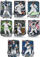New York Yankees 2025 Bowman 8 Card Team Set Made by Topps Featuring Aaron Judge, Ben Rice Rookie Card and 5 Top Prospect Cards