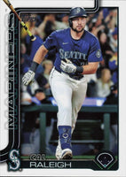 Seattle Mariners 2025 Topps Complete Mint 19 Card Hand Collated Team Set Featuring Cal Raleigh and Julio Rodríguez with Rookie Cards of Tyler Locklear, Ryan Bliss and Troy Taylor Plus