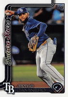 Tampa Bay Rays 2025 Topps Complete Mint 20 Card Hand Collated Team Set Featuring Junior Caminero Future Stars Card and Rookie Cards of Kameron Misner, Mason Montgomery and Logan Driscoll Plus