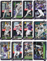 Colorado Rockies 2024 Topps Complete Mint Hand Collated 29 Card Team Set featuring 9 Rookie Cards Greg Jones, Bradley Blalock, Adael Amador, Aaron Schunk, Drew Romo, Angel Chivilli, Luis Peralta, Jaden Hill and Seth Halvorsen Plus