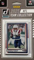 New England Patriots 2025 Donruss Factory Sealed Team Set Featuring Drake Maye and Stefon Diggs with Rated Rookie Cards of Kyle Williams, TreVeyon Henderson and Will Campbell Plus