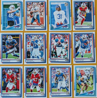 Buffalo Bills 2025 Donruss Factory Sealed 12 Card Team Set Featuring Josh Allen and Jim Kelly with 3 Rated Rookie Cards Plus
