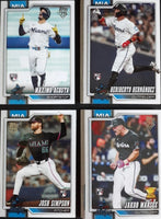 Miami Marlins 2026 Topps Complete Mint Hand Collated 20 Card Team Set with Rookie Cards of Jakob Marsee, Maximo Acosta, Troy Johnston, Heriberto Hernández and Josh Simpson Plus