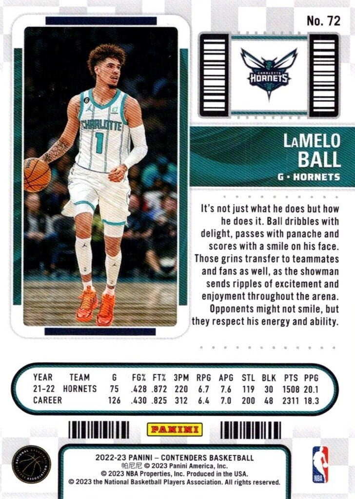 LaMelo Ball 2022 2023 Panini Hoops Blue Parallel Series Mint Card #90