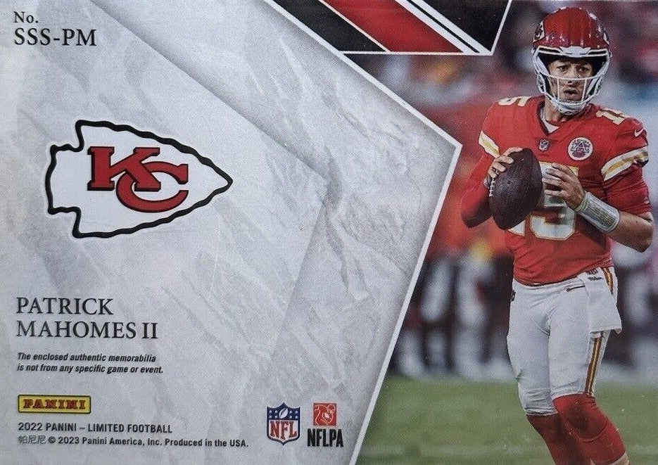 patrick mahomes limited edition card Patrick Mahomes 2022 Panini LIMITED Stadium Star Swatches Series Mint