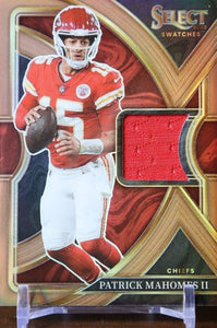 Patrick Mahomes 2022 Panini Select Swatches Prizm Series Card #SS-2 Featuring an Authentic Red Jersey Swatch #29 of 49 Made