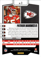 Patrick Mahomes II 2023 Panini Absolute GREEN Foil Series Mint Card #3