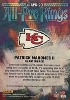 Patrick Mahomes 2023 Panini Donruss All-Pro Kings Series Mint Insert Card #APK-20 Featuring an Authentic Red Jersey Swatch #307/399 Made