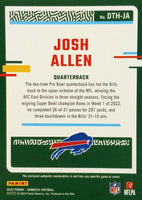 Josh Allen 2023 Panini Donruss Threads Series Mint Insert Card #DTH-JA Featuring an Authentic Blue Jersey Swatch
