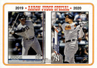 Aaron Judge 2023 Topps Heritage Special Card #3 Highlighting his 2019 and and 2020 Topps Regular Issue Cards