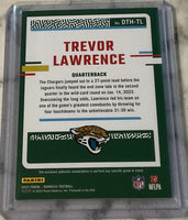 Trevor Lawrence 2023 Panini Donruss Threads Series Mint Insert Card #DTH-TL Featuring an Authentic Green Jersey Swatch