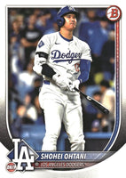 Shohei Ohtani 2025 Bowman Baseball Series Mint Card #17 made by Topps picturing him in his White Los Angeles Dodgers Jersey