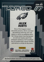 Jalen Hurts 2025 Panini Score Zoned In Jerseys Patch Relic Series Mint Insert Card #ZON-JHS Featuring an Authentic Green Jersey Swatch