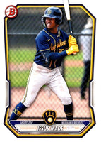 Milwaukee Brewers 2026 Bowman Series 13 Card Team Set made by Topps Featuring Jacob Misiorowski Rookie Card and Jackson Chourio Plus 10 Top Prospect Cards including Jesus Made and Luis Pena