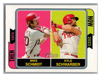 Mike Schmidt and Kyle Schwarber 2023 Topps Heritage Then and Now Series Mint Card #TAN-1