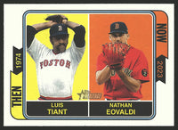 Luis Tiant and Nathan Eovaldi 2023 Topps Heritage Then and Now Series Mint Card #TAN-10