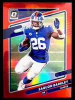 Saquon Barkley 2021 Donruss Optic Red Holo Prizm Series Mint Card #16 Only 99 Made