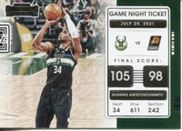 Giannis Antetokounmpo 2021 2022 Panini Contenders Game Night Ticket Series Mint Card #15