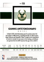 Giannis Antetokounmpo 2019 2020 Panini Chronicles Panini Series Mint Card #125