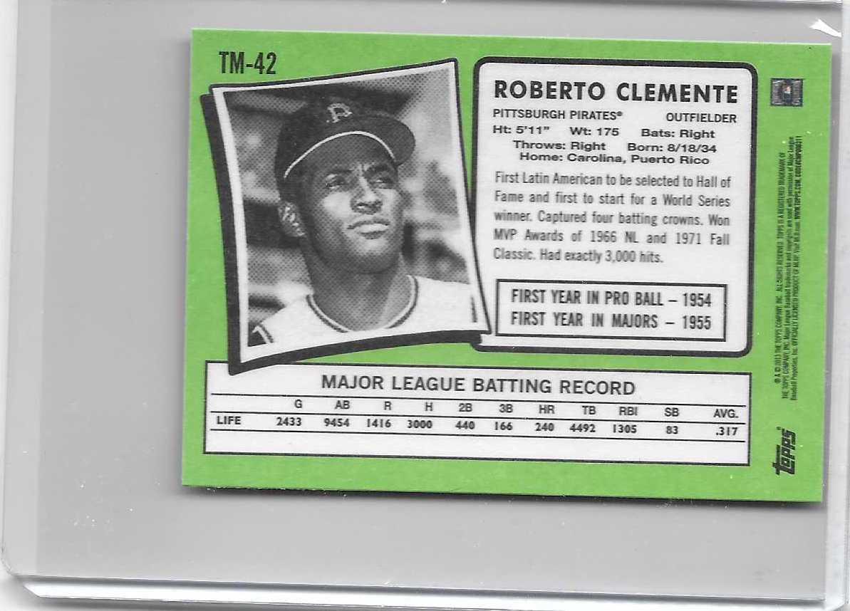 Roberto Clemente 2013 Topps Update 1971 Mini Series Mint Card #TM-42