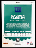 Saquon Barkley 2021 Donruss Optic Red Holo Prizm Series Mint Card #16 Only 99 Made
