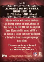 JaMarcus Russell 2007 Topps Walmart Exclusive Red Hot Rookie Series Mint Rookie Card #1