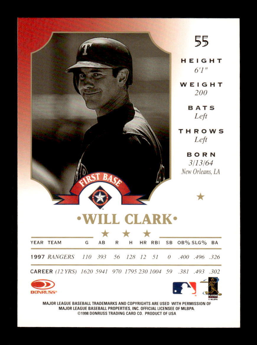 Will Clark 1998 Leaf 50th Anniversary Series Mint Card #55