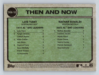 Luis Tiant and Nathan Eovaldi 2023 Topps Heritage Then and Now Series Mint Card #TAN-10