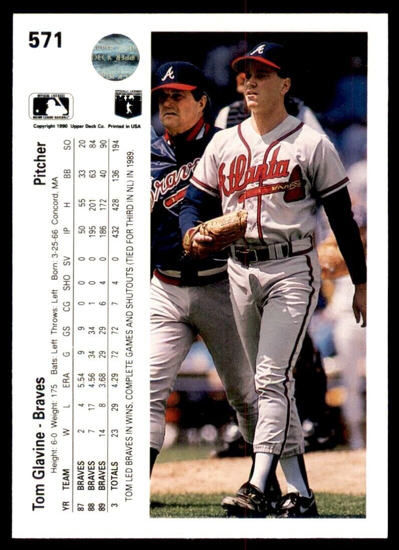 1990 Upper Deck #571 Tom Glavine - From Factory Sealed Set - MINT