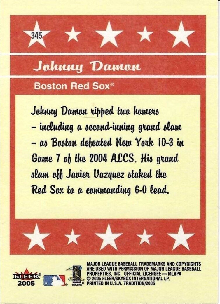 Johnny Damon Boston Red Sox All Baseball Cards