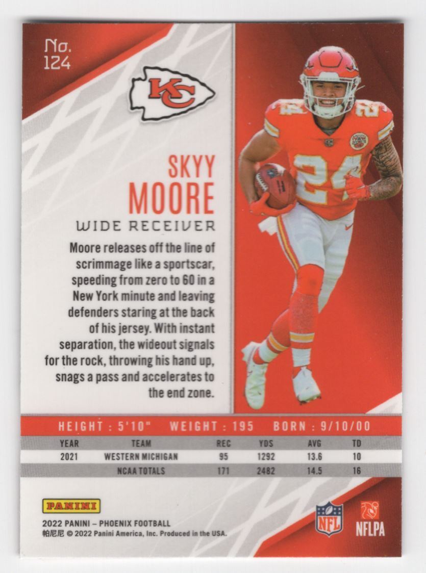 Skyy Moore 2022 Panini Phoenix Series Mint Rookie Card #124