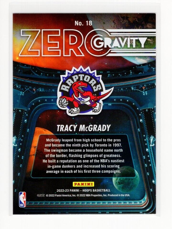 Tracy McGrady 2022 2023 Panini NBA Hoops Zero Gravity Series Mint Card #18