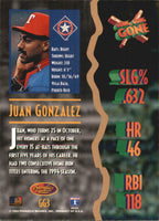 Juan Gonzalez 1994 Sportflics Rookie Traded Going, Going, Gone Series Mint Card #GG3