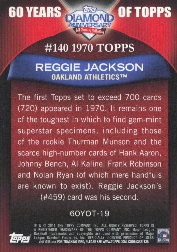  1970 Topps # 140 Reggie Jackson Oakland Athletics