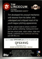 Tim Lincecum 2010 Topps Toppstown Gold Code Card Series Mint Card #FCTTT10