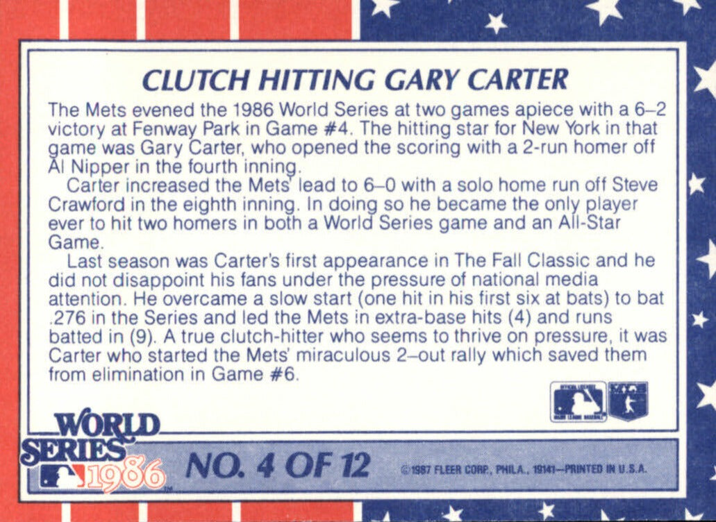 Gary Carter 1986 O-Pee-Chee Series Mint Card #170