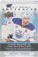 2026 2027 Upper Deck ARTIFACTS NHL Hockey Blaster Box with EXCLUSIVE Aqua Blue and Jade Green Parallels Plus Chance for Memorabilia and Autograph Cards PLUS