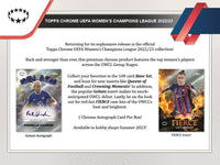 2022 2023 Topps Chrome UEFA Women's Champions League Soccer Collection Factory Sealed Blaster Box with 3 EXCLUSIVE AQUA PRISM Parallels Per Box