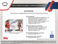 2022 2023 Topps Chrome UEFA Women's Champions League Soccer Collection Factory Sealed Blaster Box with 3 EXCLUSIVE AQUA PRISM Parallels Per Box